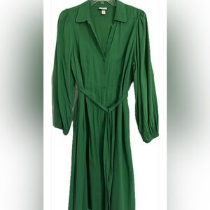 💚Ava & Viv Green Long Sleeve Button up Dress 1X